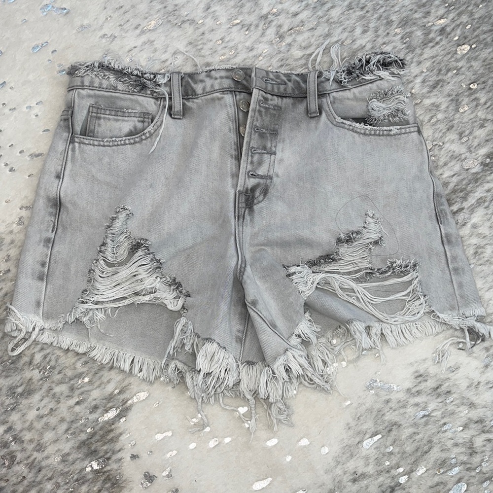 Light Wash Ripped & Distressed Jean Shorts